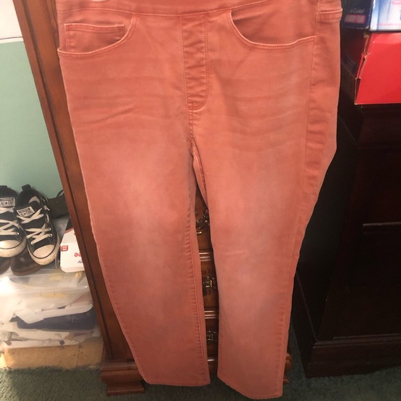 EUC Soft Surroundings Ladies 5 Pocket Pull On Pants Brown / Orange Color - Picture 3 of 8
